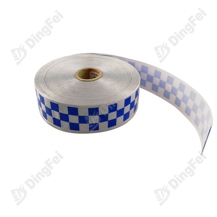 Micro Prism Blue White PVC Reflective Tape For Safety Clothing - 